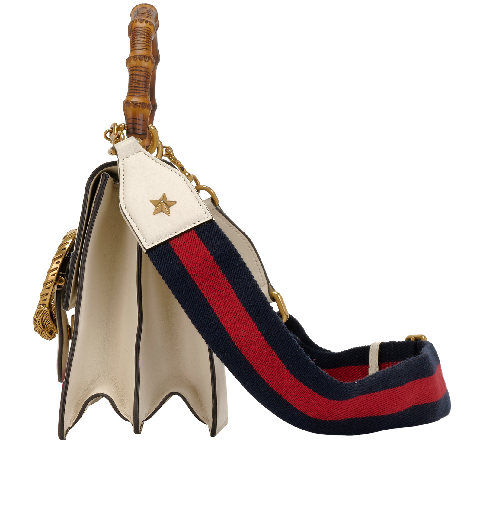 Medium Dionysus Bamboo Top Handle Bag, &pound;595, Handbags, Blue/Red/White, Leather, Bottom view